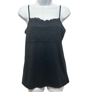 Boutique Essentials Women Y2K Slip Cami M Black Lace Babydoll  Coquette Layering